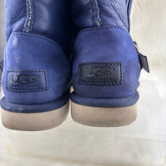 UGG Blue Winter Boots with Shearling and Studded Strap - Picture 4 of 13